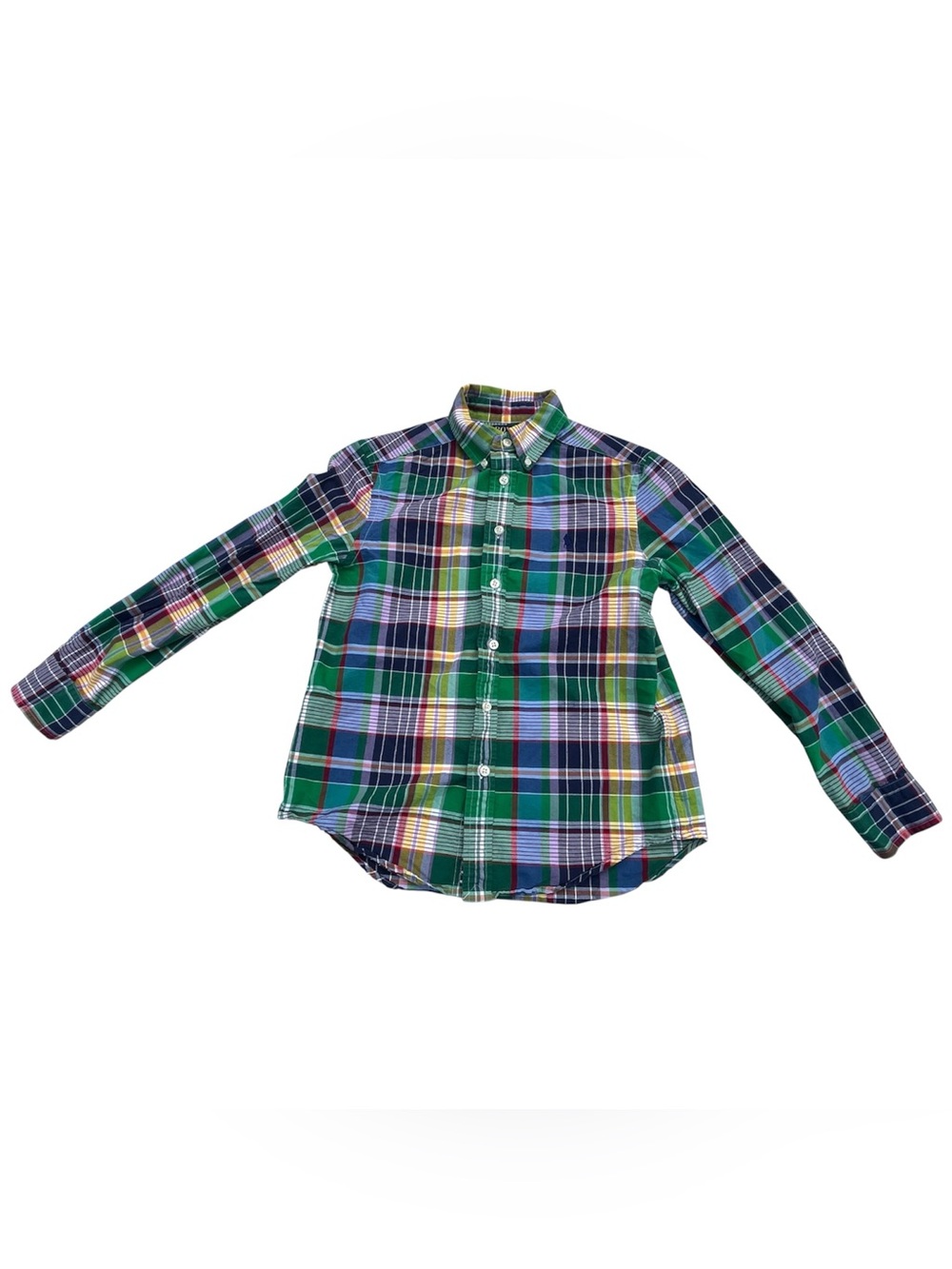 Polo Ralph Lauren Boy’s Long Sleeve M 10-12 Green Plaid Cotton Button Down Shirt